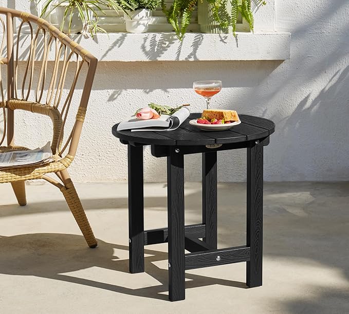 Y&M Outdoor Side Table, Waterproof Four-Legged Round Entryway End Table - Image 6