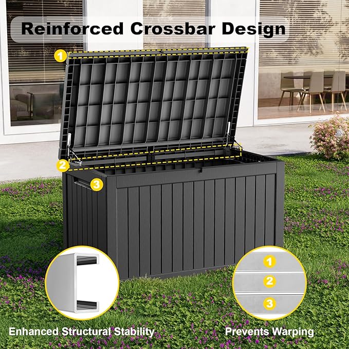 280 Gallon Outdoor Storage Box, Large Resin Deck Box - Image 5