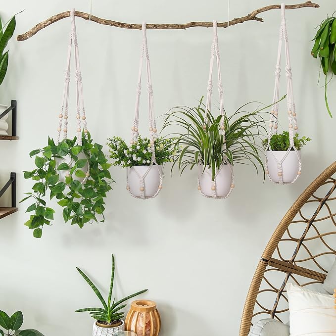 YIBOT Macrame Plant Hanger Indoor Outdoor, Heavy 20lb Planters, Extra Long - Image 2