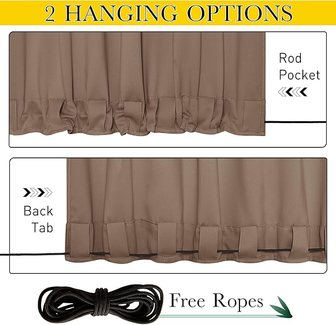NICETOWN 2 Panels Weighted Blackout Curtains Patio Waterproof Outdoor Curtains - Image 2