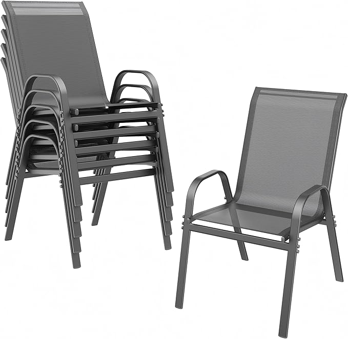 ONBRILL Patio Chairs set of 6, Easy Assembly Stackable Outdoor Dining Chairs by ONBRILL