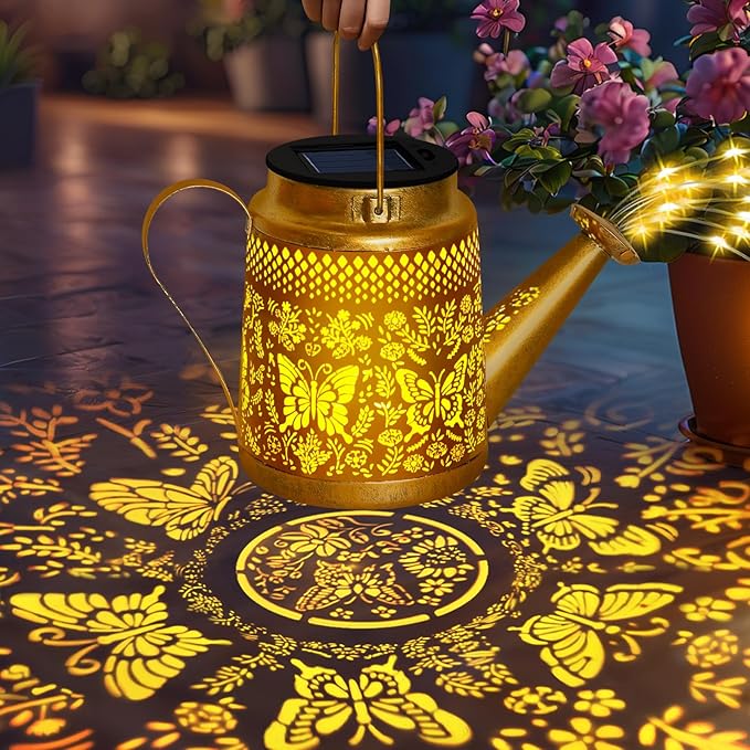 Butterfly Solar Watering Can Lights, Outdoor Waterproof Garden Lanterns - Image 2