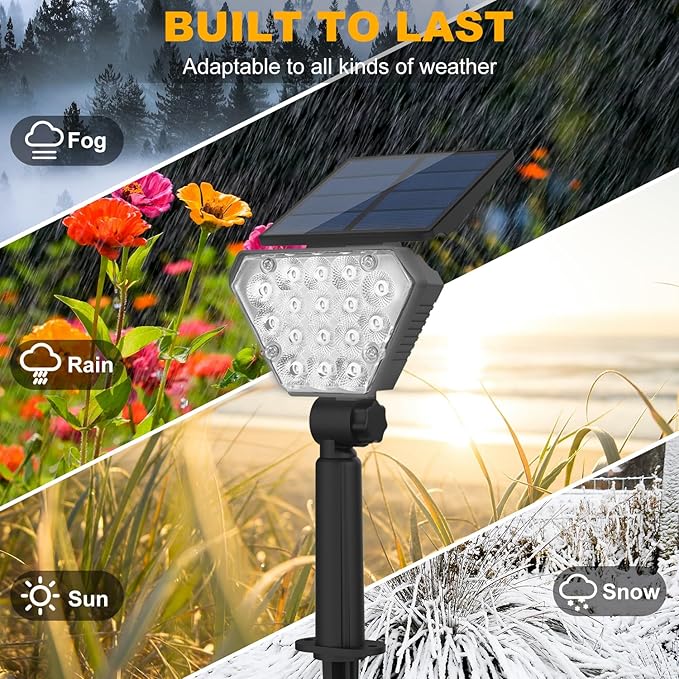 T-SUN Solar Lights Outdoor Waterproof IP65, 6 Pack LED Solar Spot Lights Color - Image 4