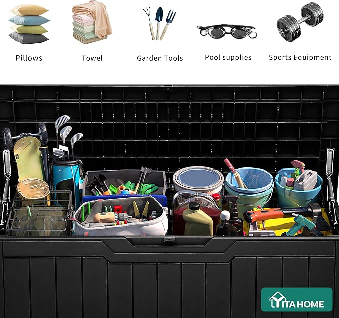 YITAHOME 100 Gallon Resin Deck Box, Weather Resistant Outdoor Storage Box - Image 3