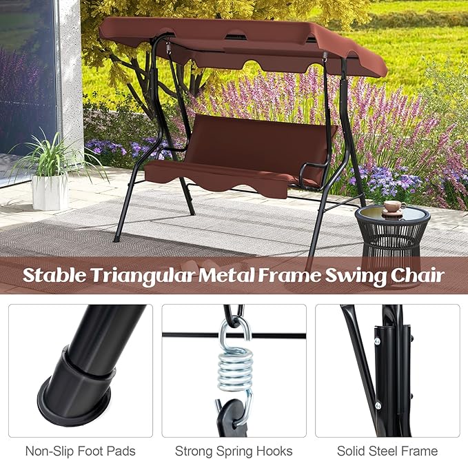 Tangkula 3 Person Porch Swing, Patio Swing - Image 7