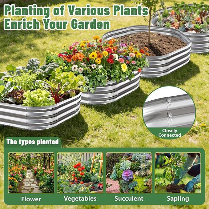 Hexagon Raised Garden Bed, 48 Inch Diagonal & 12 Inch Tall, Galvanized Steel - Image 5