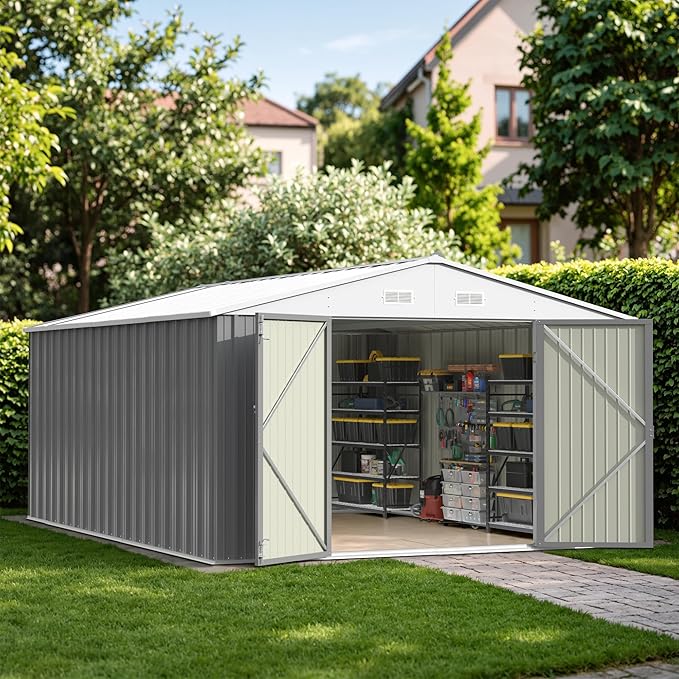 Patiowell 10x14 FT Outdoor Storage Shed, Large Metal Garden Shed by Patiowell