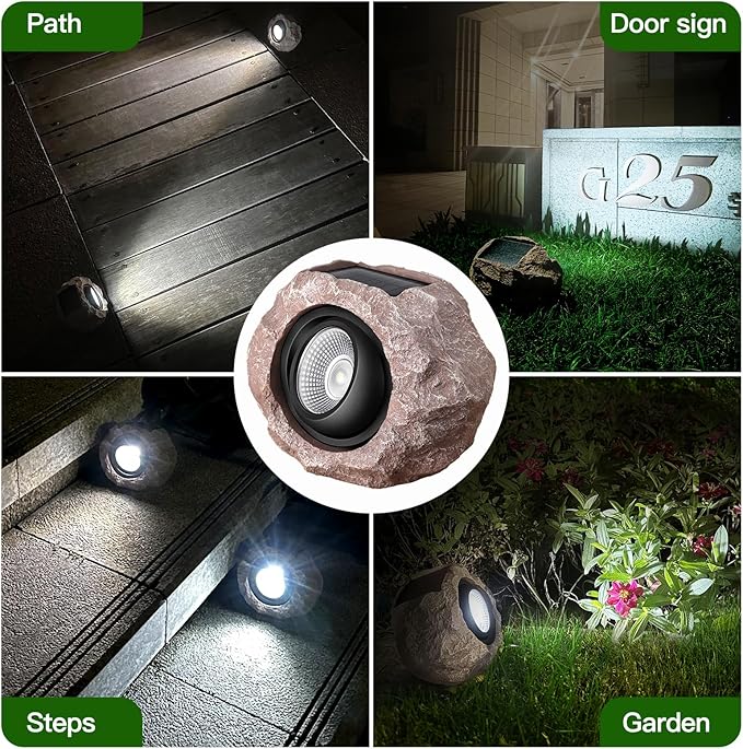 Timeflies Solar Rock Lights Outdoor 1 Pack, Bright Solar Spotlights Outdoor - Image 6