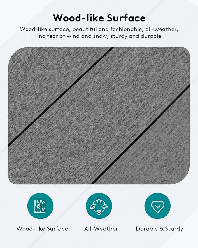 SERWALL HDPE Patio Coffee Table, Rectangle Outdoor Coffee Table, All-Weather - Image 4
