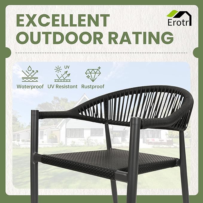 8 Pcs Stackable Patio Dining Chairs, Aluminum Rattan Outdoor Dining Chair - Image 3