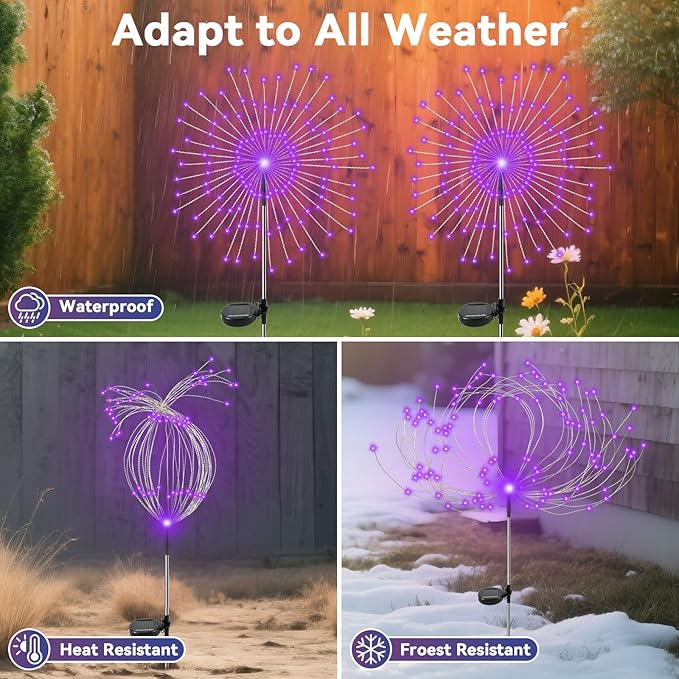 Garden Outdoor Lights, 2 Pack 120 LED Solar Garden Lights Fairy Lights Outdoor - Image 3