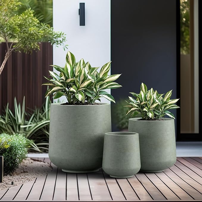 Kante 15.3"+11.6"+8.2" Dia Round Concrete Planter, Large Outdoor Indoor Planter - Image 4