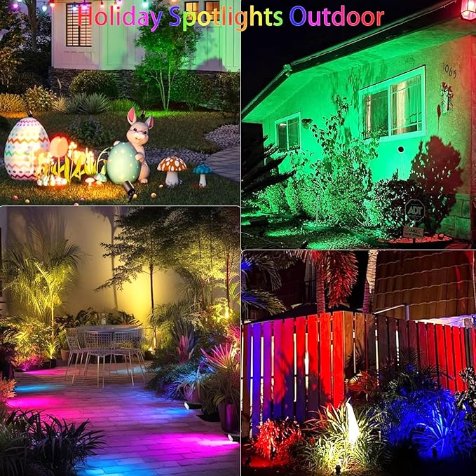 Halloween Christmas Spotlights Outdoor: RGBW Spot lights Plug in 120V Remote - Image 2