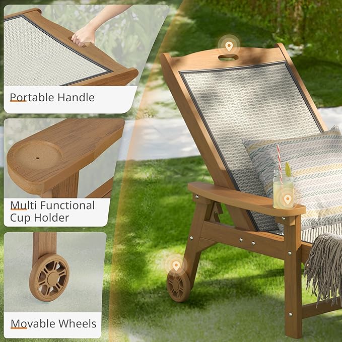 LUE BONA Chaise Lounge Chair Outdoor Set of 2, HDPS and HDPE Wicker Material - Image 6
