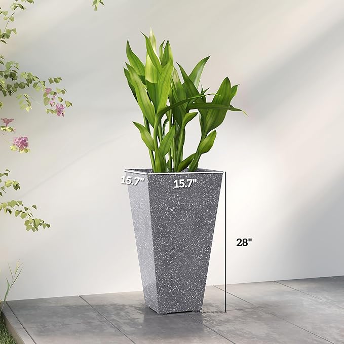 Outsunny 28 Inch Tall Planters for Outdoor Plants, Stackable Tapered Large - Image 3