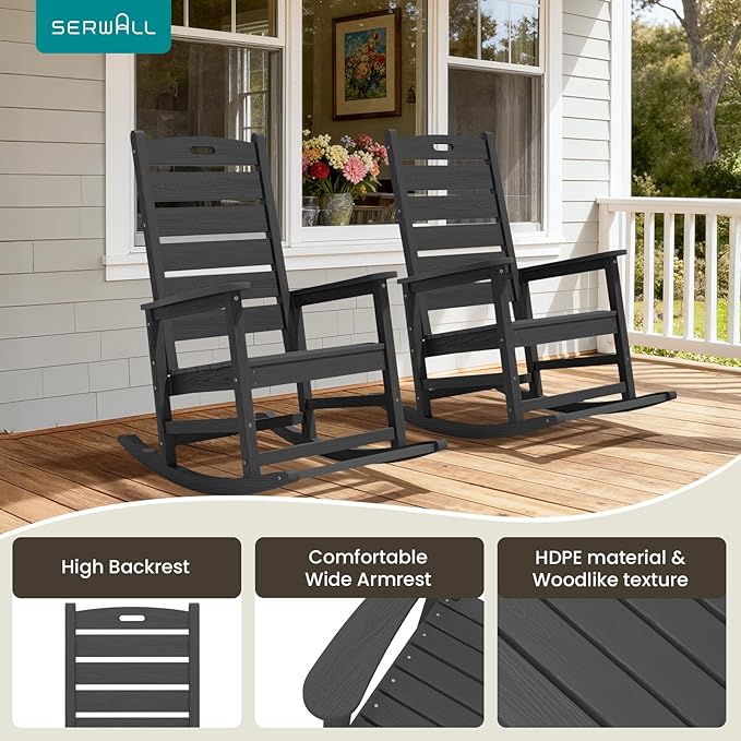 SERWALL Outdoor Rocking Chair, Oversized Rocking Chair - Image 7