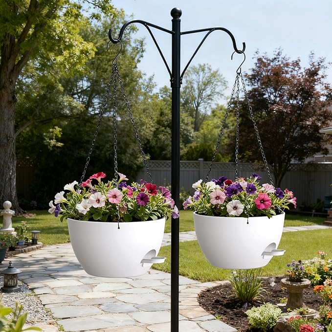13 Inch 2 Pack Large Self Watering Hanging Planters - Image 4