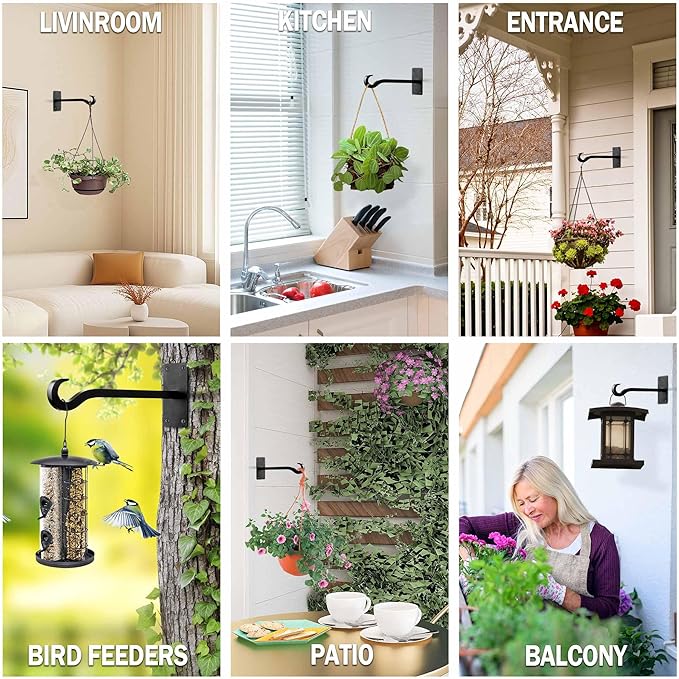Qiang Ni Bird Feeder Hanger: 8-Inch Wall-Mounted Plant Bracket Outdoor - Image 9