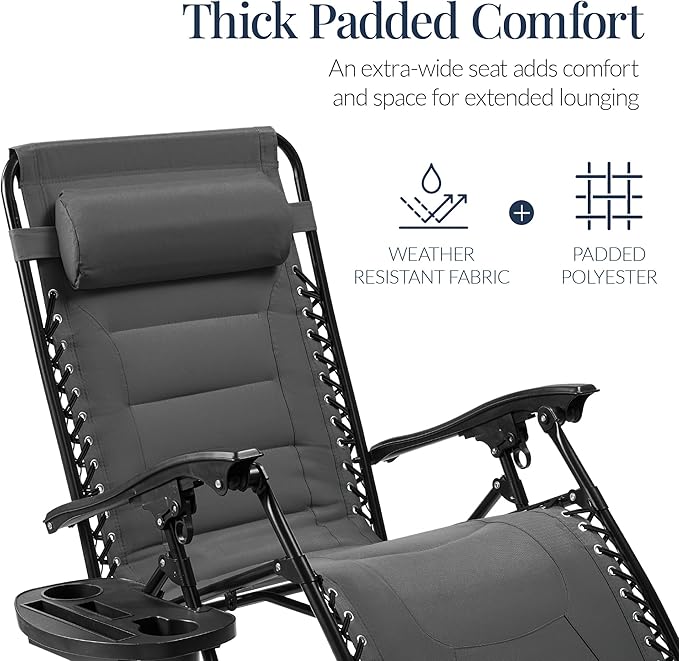 Best Choice Products Oversized Padded Zero Gravity Chair, Folding Outdoor Patio - Image 4