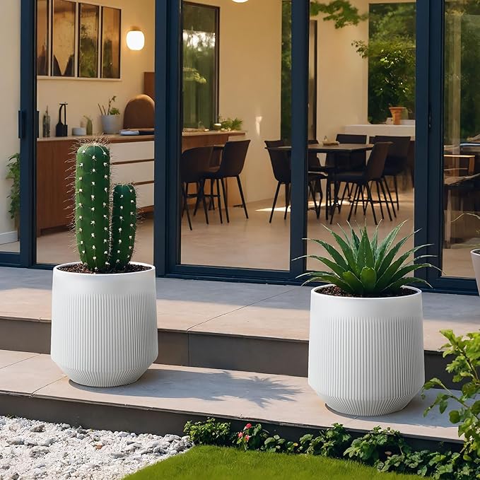 Plant Pots，Set of 2 Plastic Large Pots - Image 2