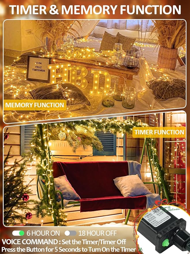 Smart String Lights With Voice Control Indoor Outdoor, Dimmable 12Modes Twinkle - Image 6