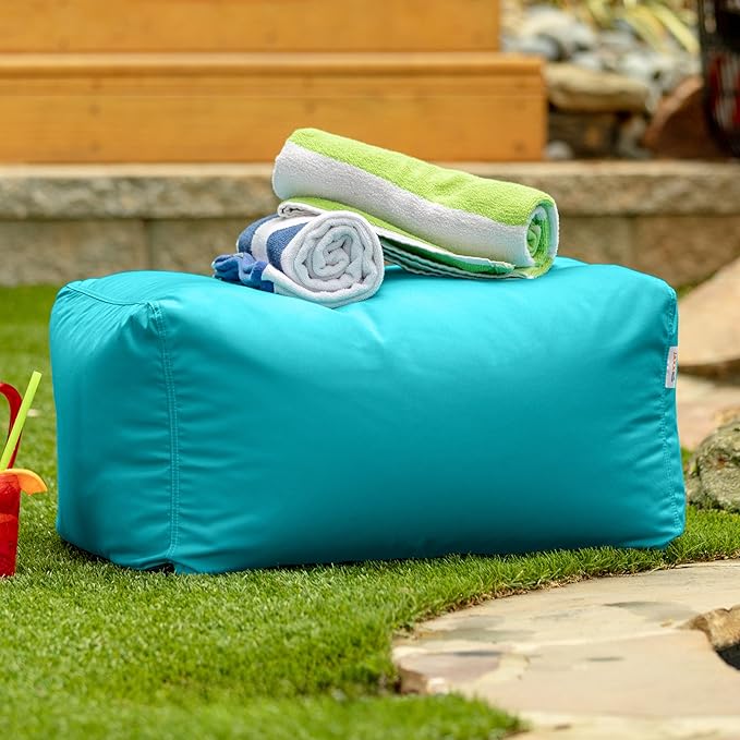 Jaxx Leon Outdoor Bean Bag Ottoman, Cancun Blue - Image 4