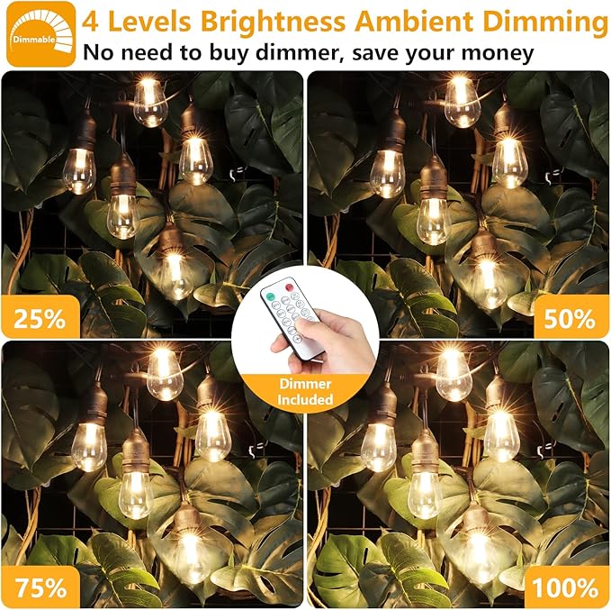 Mlambert 96Ft 3-Color in 1 48Ft LED Dimmable Outdoor String Lights - Image 4