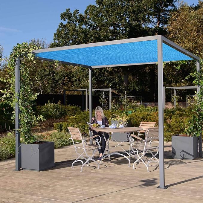 Eden's Decor Straight Flat-Edged Sun Shade Sail Rectangular 12' x 16' Blue - Image 7