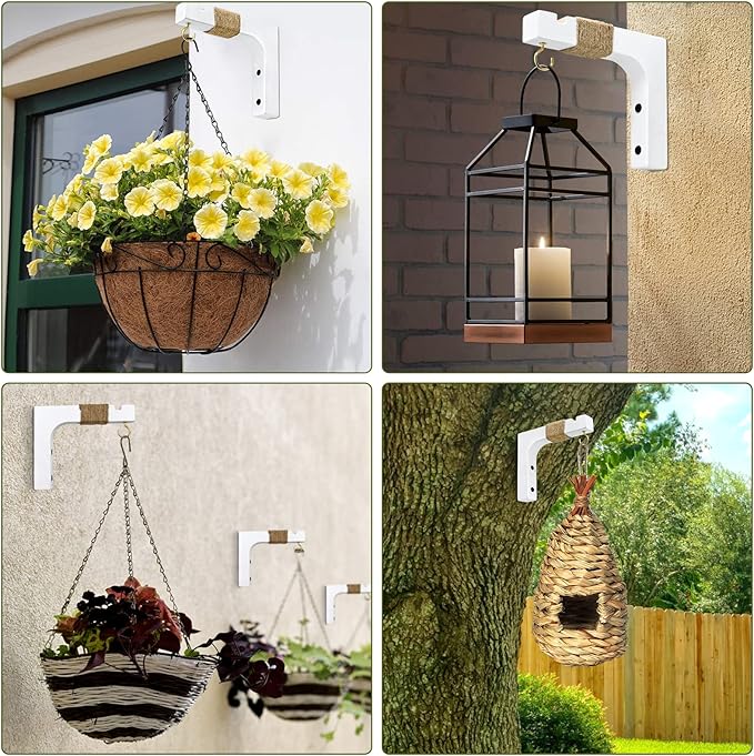 2 Pack Plant Hanger Hooks for Indoor Hanging Plants, Farmhouse Wooden Hanging - Image 6