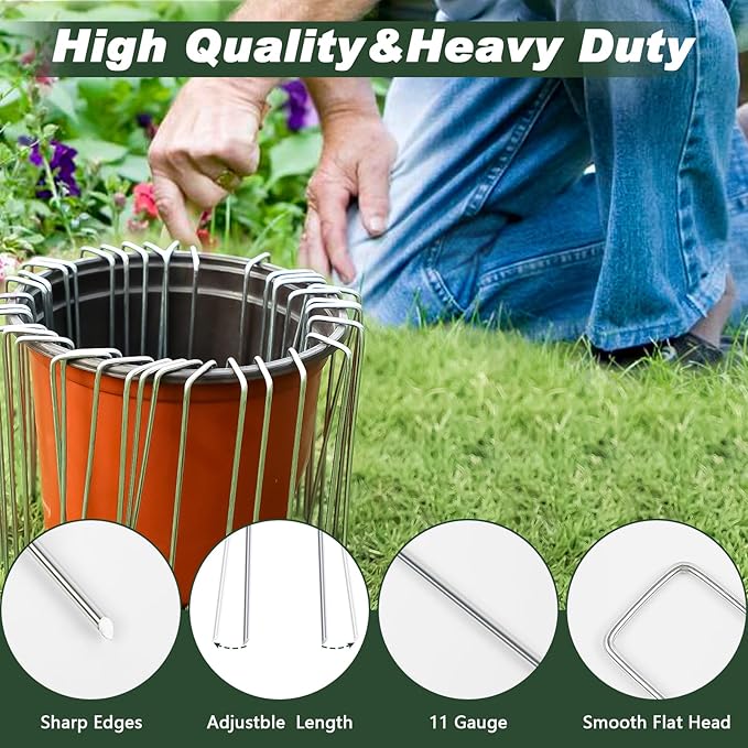 FEED GARDEN 10 Inch 50 Pack Galvanized Landscape Staples 11 Gauge Anti-Rust - Image 5