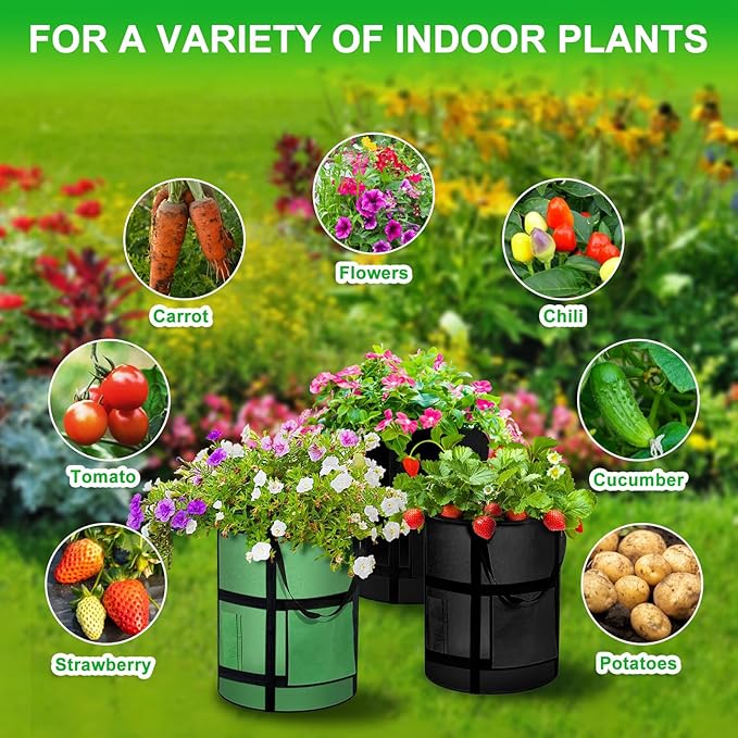 7 Gallon Potato Grow Bags with Viewing Window, 300G Nonwoven Garden Planting - Image 4