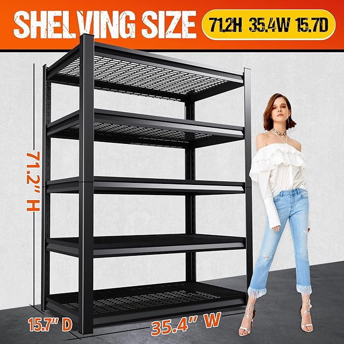 71.2" H Garage Shelving Heavy Duty Storage Shelves, Adjustable Metal Shelving - Image 3