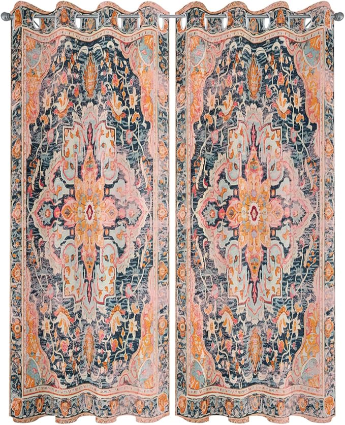 Rustic Boho Outdoor Curtains for Patio Waterproof, Grommet Privacy Curtain - Image 2