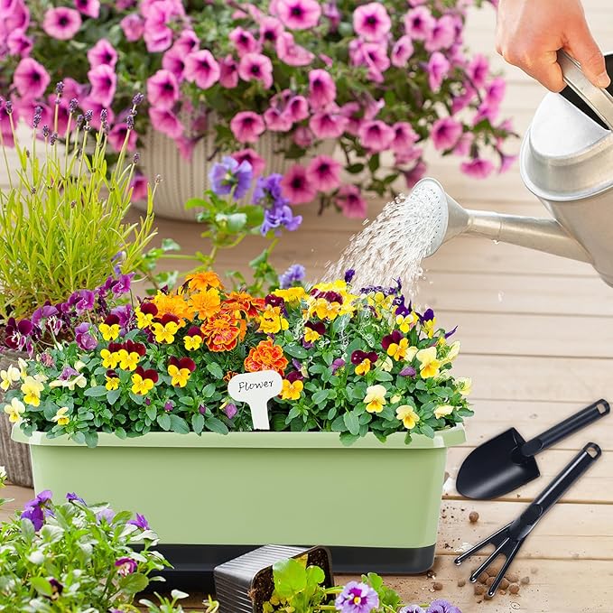 Window Box Planter 6 Pcs, 17 Inches Rectangle Flower Pots - Image 5