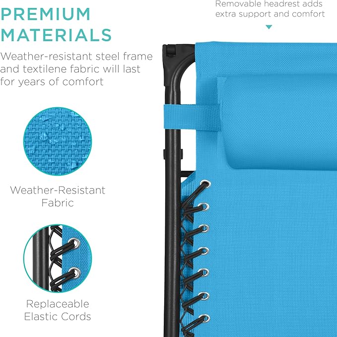 Best Choice Products 30” Wide Folding Zero Gravity Outdoor Recliner Patio - Image 7