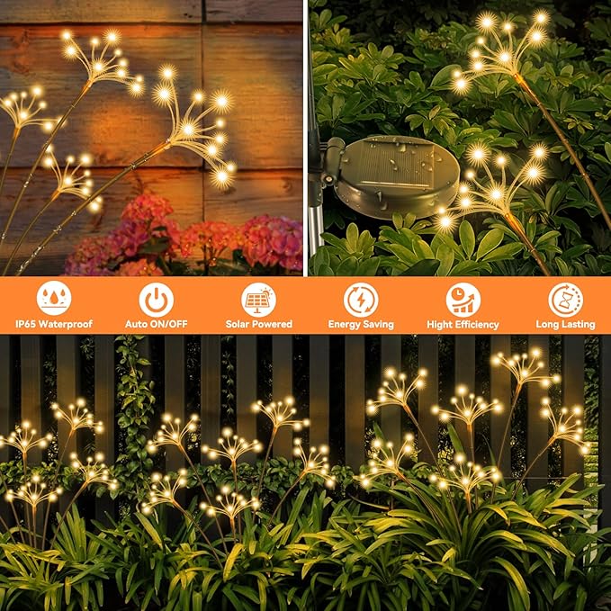 Solar Garden Lights 4 Pack Waterproof Solar Swaying Starburst Light Outdoor - Image 5