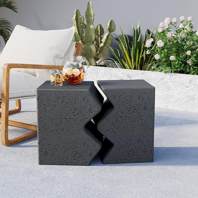 COSIEST Concrete Side Table, Decorative Garden Stools by COSIEST
