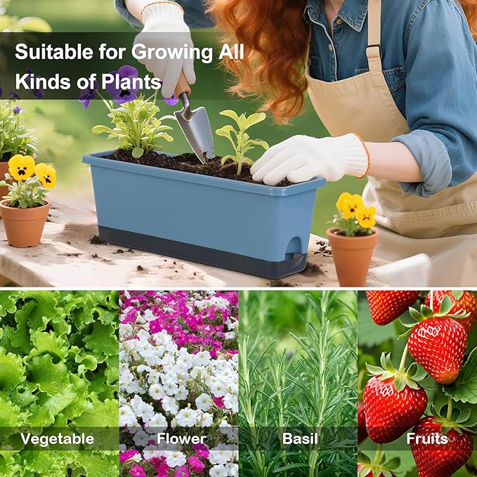 Window Box Planter 4 Packs, 17 Inches Rectangle Flower Pots - Image 7