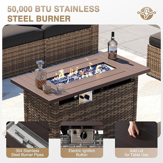 Aoxun Patio Furniture Sets, 12-Piece Outdoor Patio Furniture - Image 3