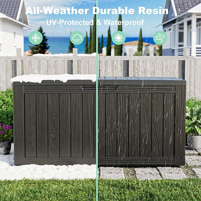 90 Gallon Waterproof Outdoor Storage Box, Resin Deck Box, Lockable Outside - Image 7