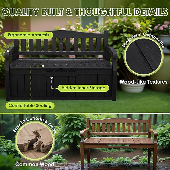 Greesum 80 Gallon Heavy-Duty Outdoor Storage Bench - Image 6