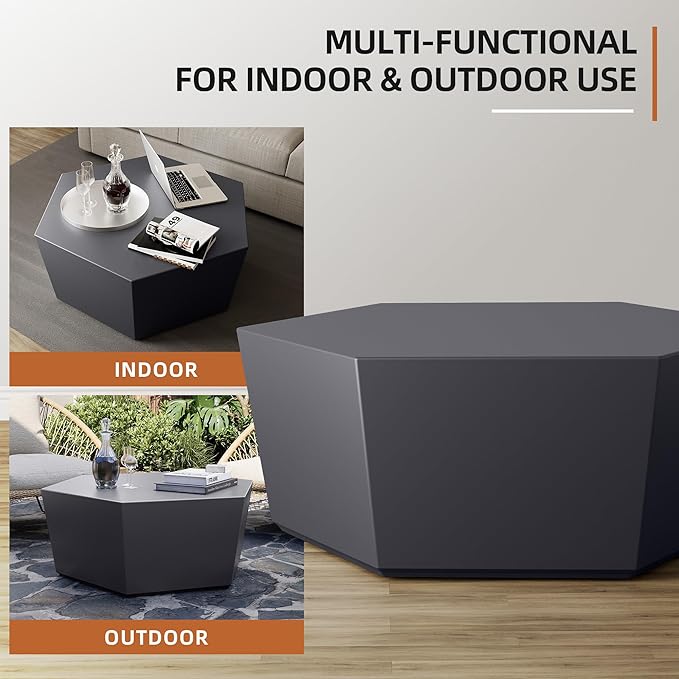 UPHA Outdoor Hexagon Coffee Table, Small Modern Minimalist Accent Tables - Image 3