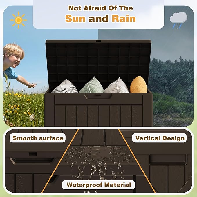 Flamaker Resin Deck Box 40 Gallon Waterproof Outdoor Indoor Storage Box - Image 6