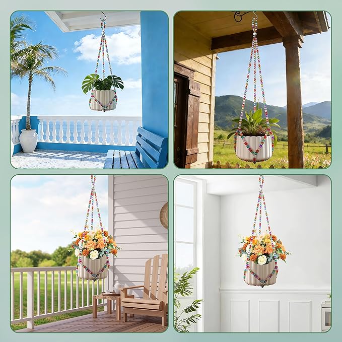 1Pack Glass Beaded Plant Hanger Indoor, Rainbows Hanging Planters - Image 7