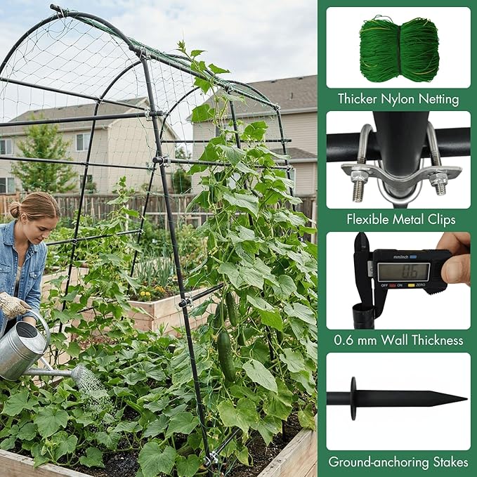 7ft Garden Arch Trellis for Climbing Plants Outdoor-Heavy Duty Metal Cucumber - Image 5