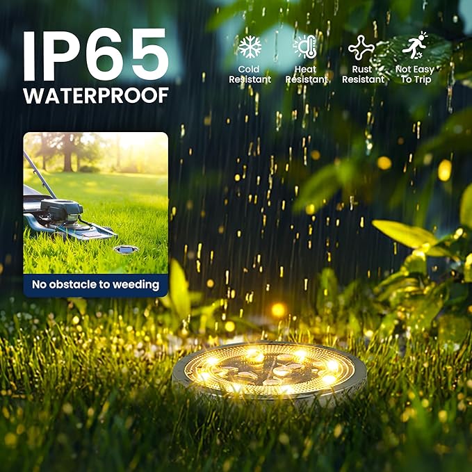 SOLPEX 10 Pack Solar Ground Lights Outdoor Waterproof, Solar Powered Pathway - Image 6