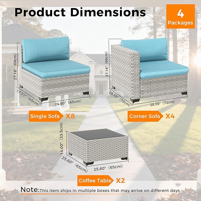 12-Seat Modular Patio Furniture Set – Outdoor Wicker Sectional Sofa - Image 3