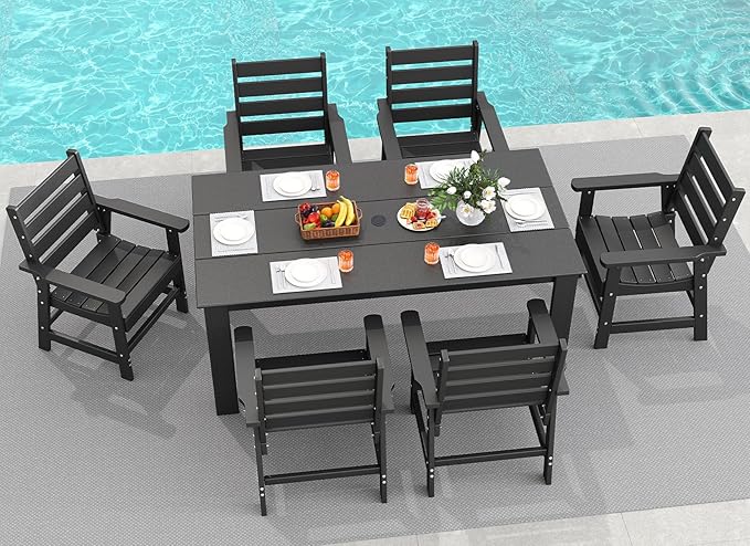 GREENVINES 7-Piece Outdoor-Dining-Set | HDPE Plastic 67'' Table and Chairs Sets by GreenVines