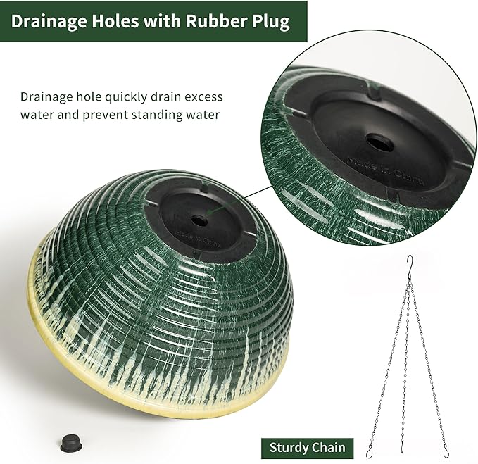 12 inch Large Hanging Planters for Indoor Outdoor Plants, Hanging Baskets for - Image 3