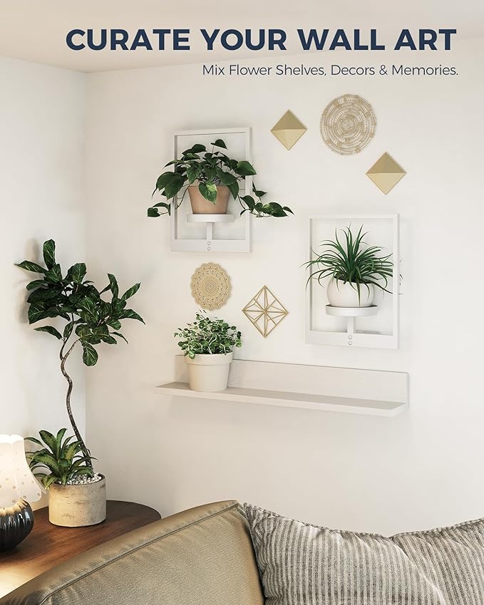 Bamworld White Plant Stand Indoor, Plant Hanger Wall Planters - Image 6